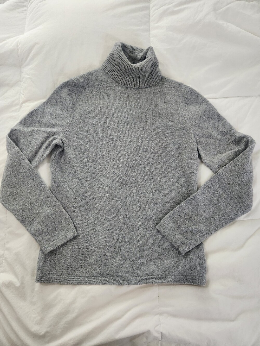 Gray Cashmere Turtleneck Sweater Minimalist Fitted Size S/M Read